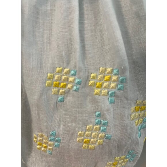 INNIKA CHOO  Embroidered Linen Smock Blouse  in Sea Mist One Size - Picture 5 of 16